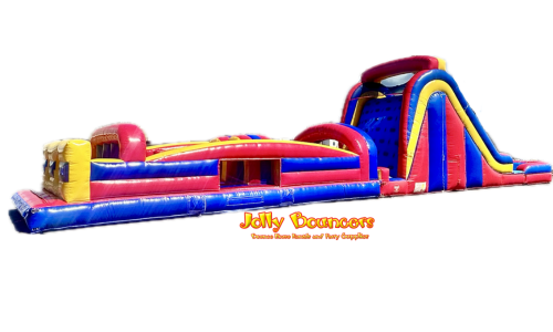 Combo 14: 18ft Dual Lane Slide & 30ft Obstacle Course